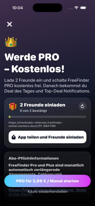 FreeFinder PRO und PLUS Funktionen